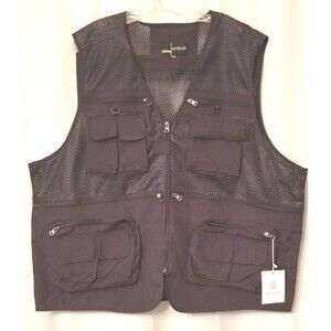 FLYGO Men's Vest Outdoor Mesh Quick Dri Multi-Pockets Hiking Fishing Size XXXL